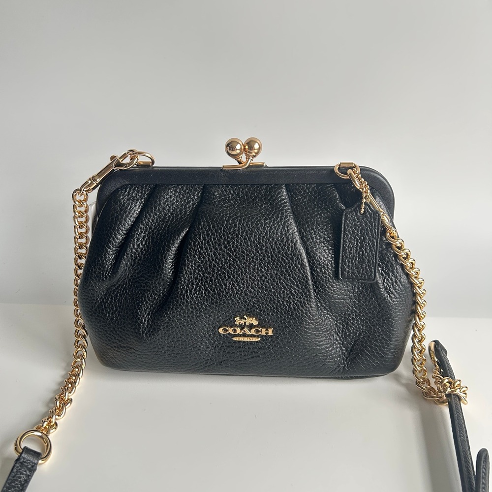 Coach Nora Kisslock Crossbody Black Pebble Leather C2875 Bag
